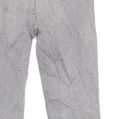 Marks and Spencer Girls Grey Cotton Skinny Jeans Size 13-14 Years Regular Button - Raw Hem