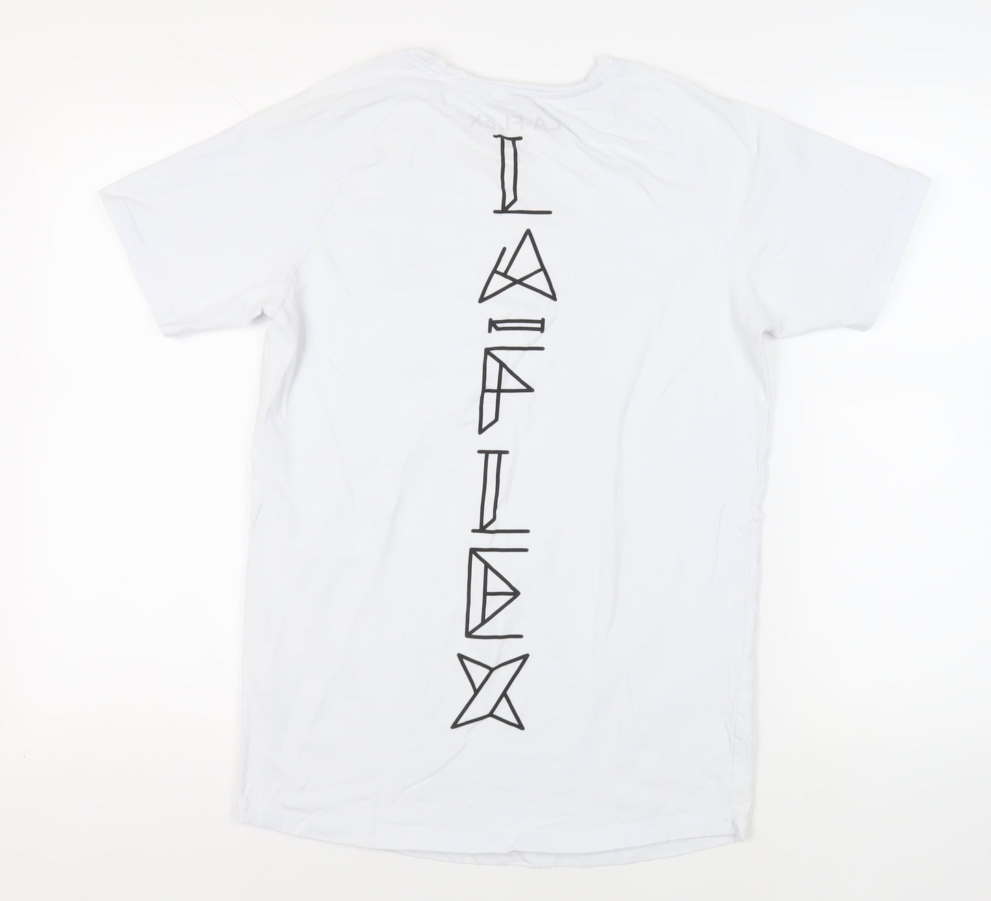 LA Flex Mens White Cotton T-Shirt Size L Crew Neck - Logo