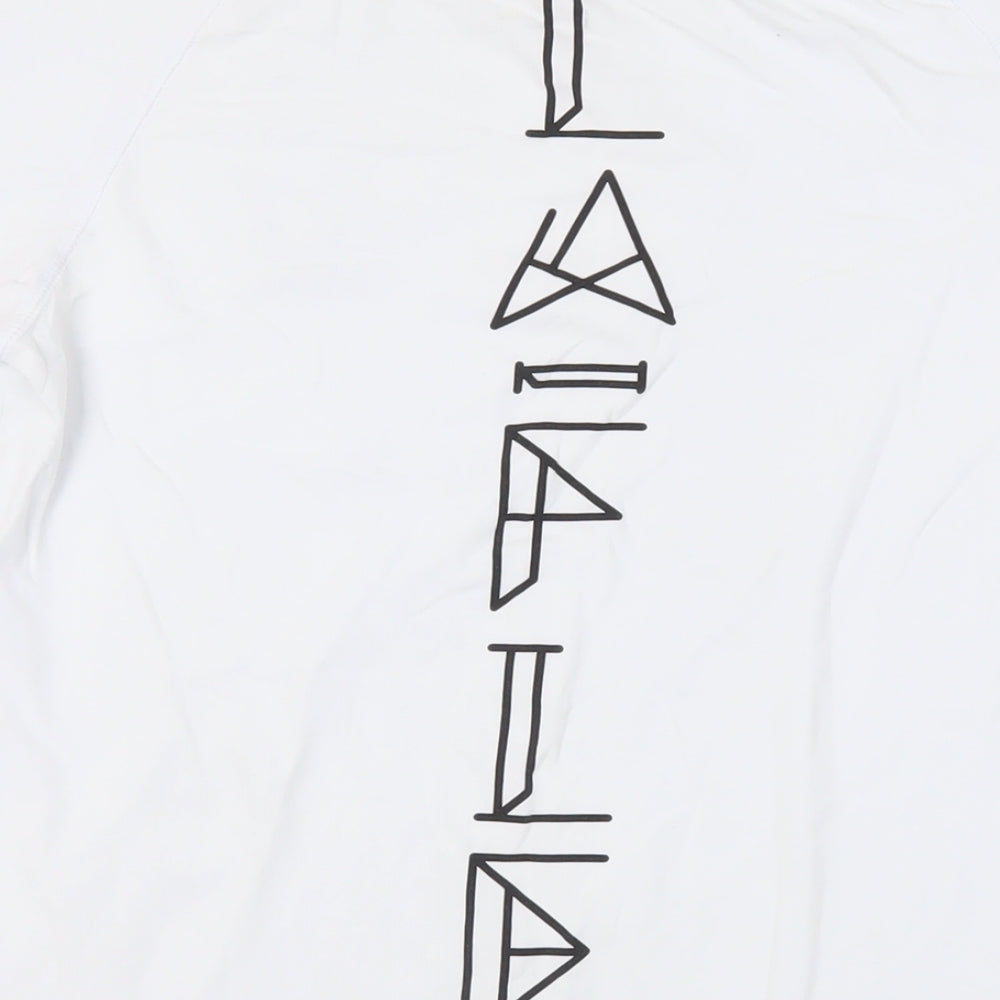 LA Flex Mens White Cotton T-Shirt Size L Crew Neck - Logo