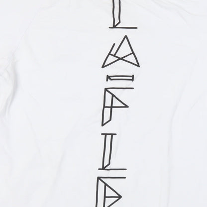 LA Flex Mens White Cotton T-Shirt Size L Crew Neck - Logo