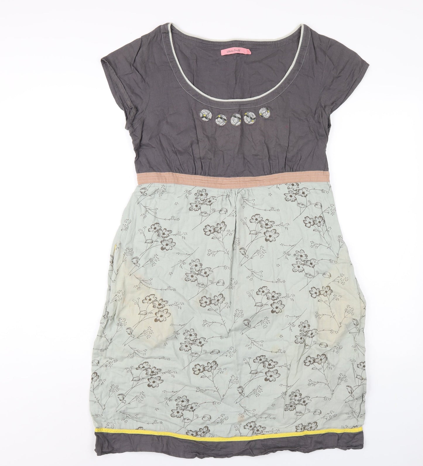 Whtie Stuff Womens Multicoloured Geometric Cotton A-Line Size 12 Scoop Neck Zip