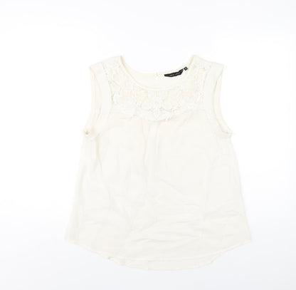 Womens UK Size 12 New Look Ivory Basic Tank