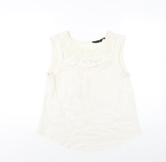 Womens UK Size 12 New Look Ivory Basic Tank