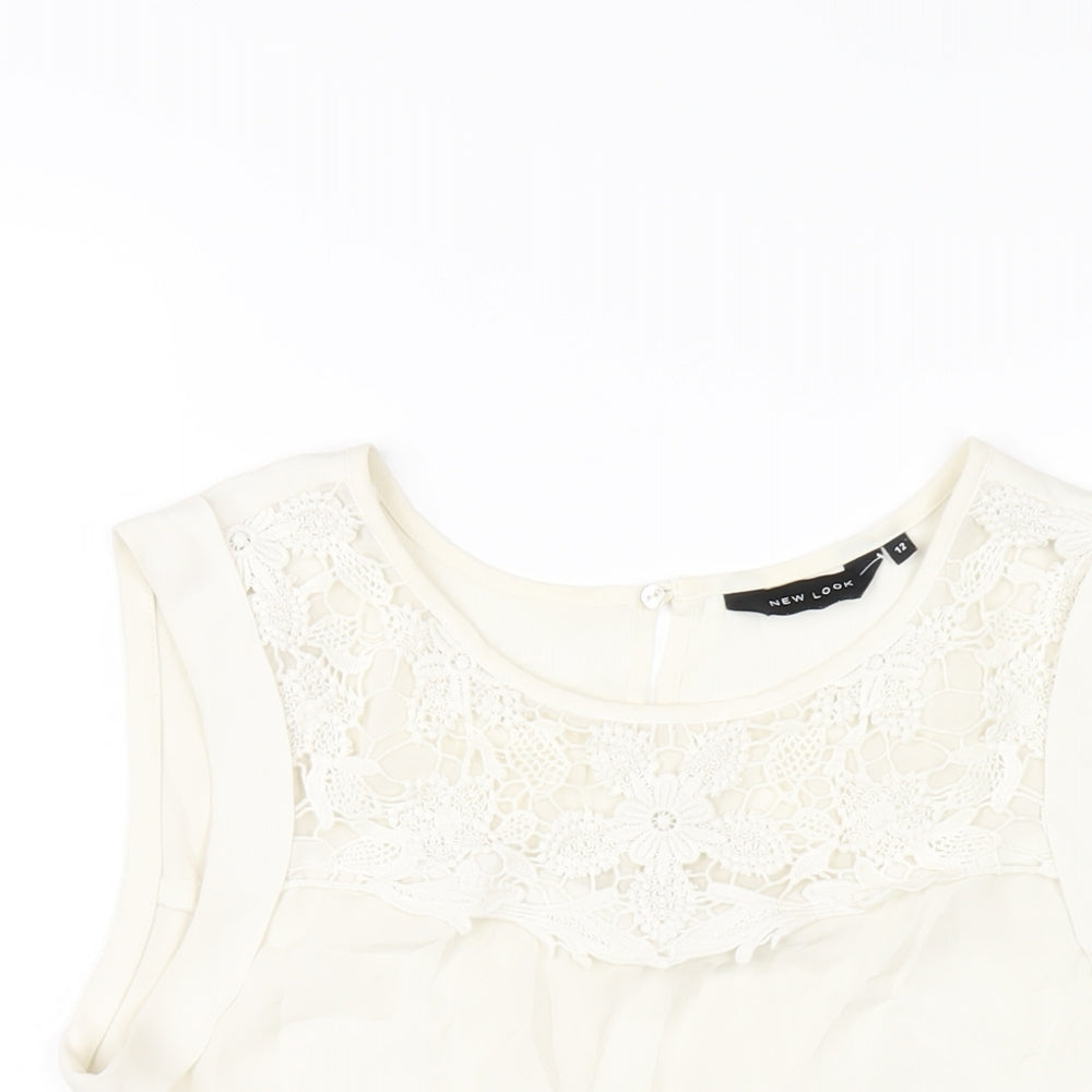 Womens UK Size 12 New Look Ivory Basic Tank