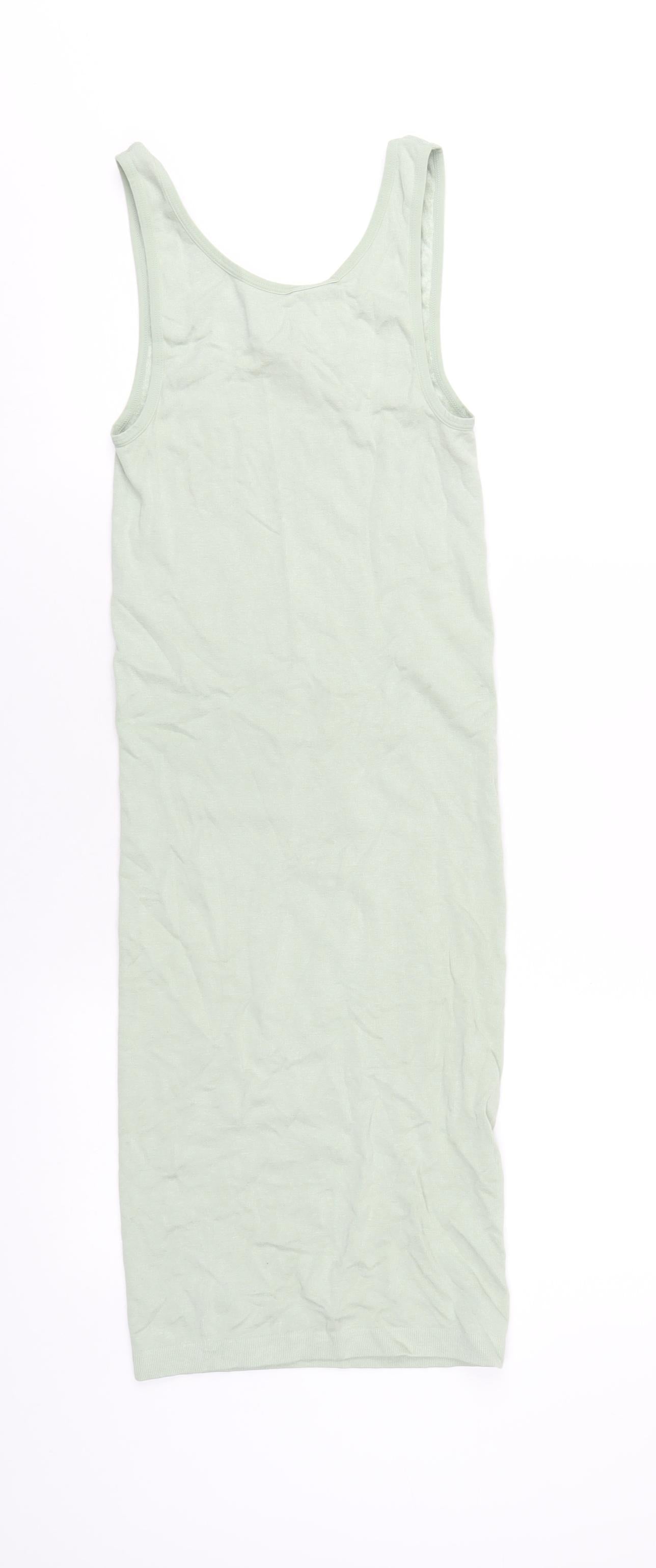 Zara Womens Green Viscose Tank Dress Size XS Scoop Neck Pullover