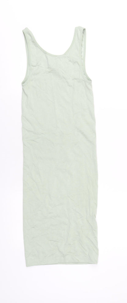 Zara Womens Green Viscose Tank Dress Size XS Scoop Neck Pullover
