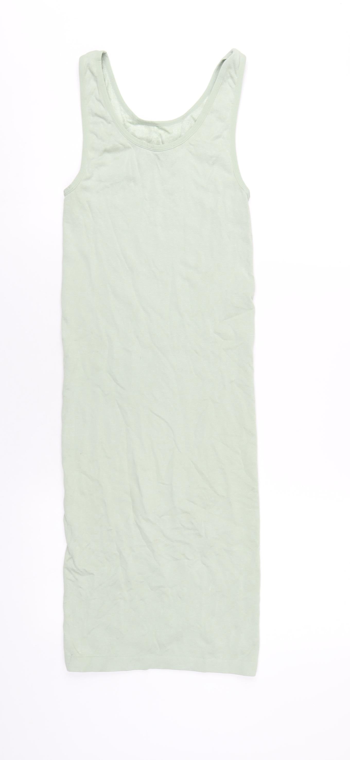 Zara Womens Green Viscose Tank Dress Size XS Scoop Neck Pullover
