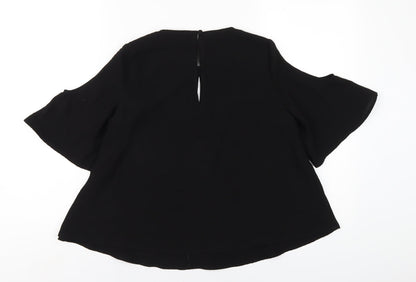 Womens UK Size 10 Topshop Black Basic T-Shirt