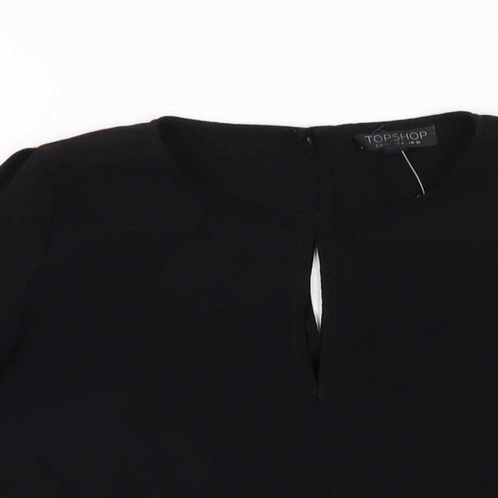 Womens UK Size 10 Topshop Black Basic T-Shirt