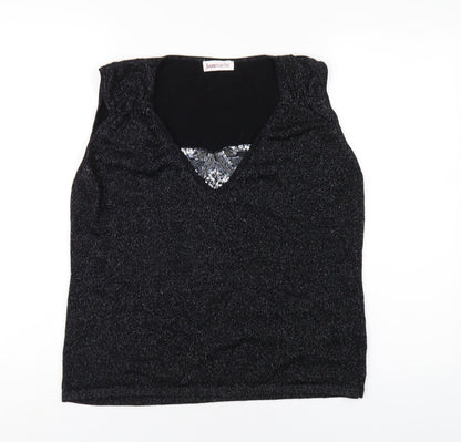 Bonmarché Womens Black Acrylic Basic Tank Size L Scoop Neck