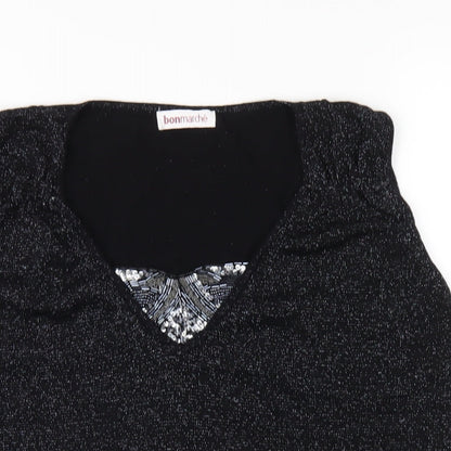 Bonmarché Womens Black Acrylic Basic Tank Size L Scoop Neck