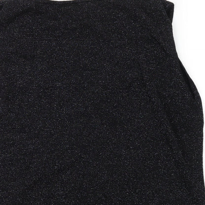 Bonmarché Womens Black Acrylic Basic Tank Size L Scoop Neck