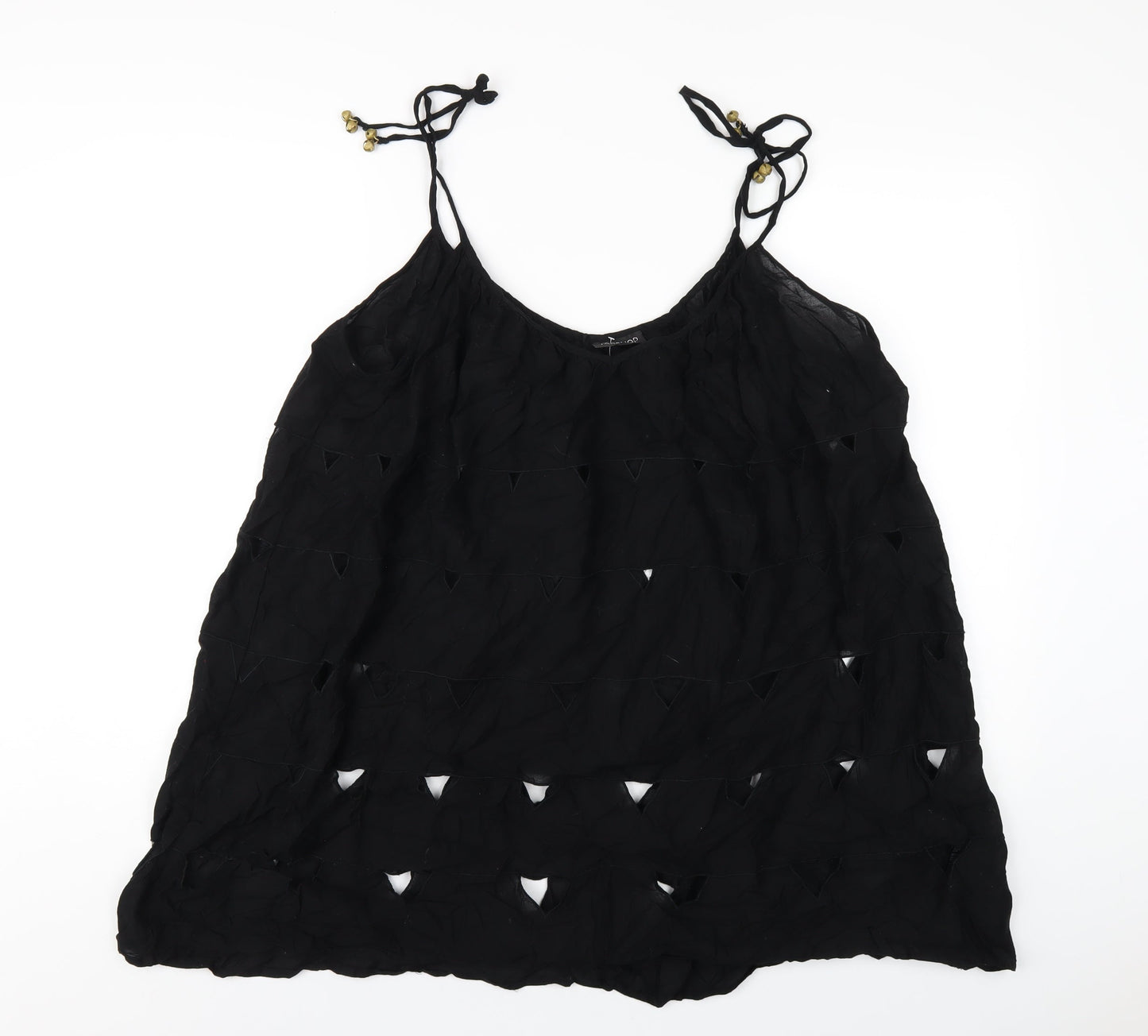 Womens UK Size M Topshop Black Camisole T-Shirt