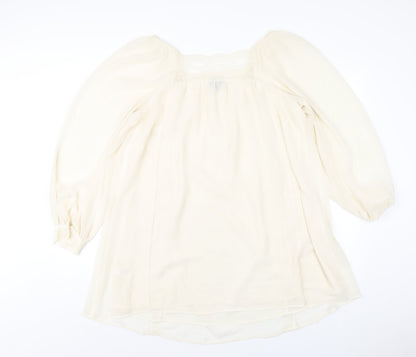 Topshop Womens Ivory Polyester A-Line Size 12 Square Neck Pullover