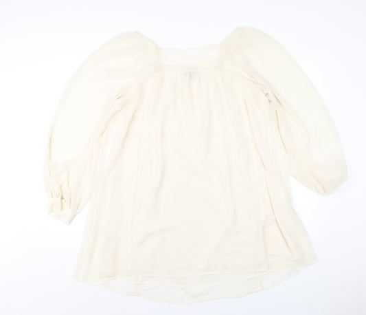 Topshop Womens Ivory Polyester A-Line Size 12 Square Neck Pullover