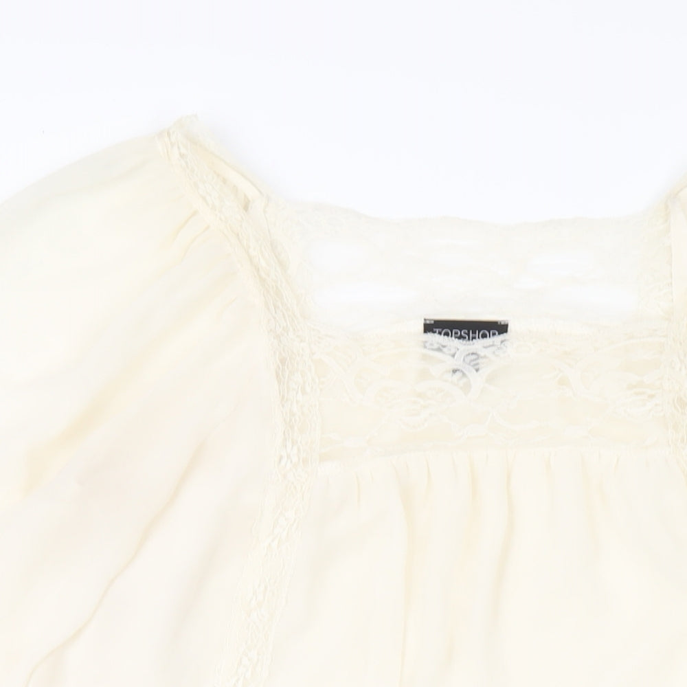 Topshop Womens Ivory Polyester A-Line Size 12 Square Neck Pullover