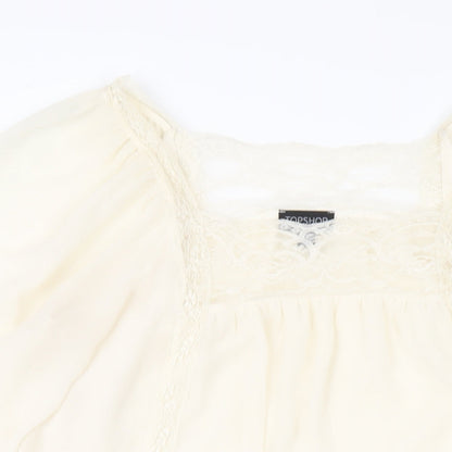 Topshop Womens Ivory Polyester A-Line Size 12 Square Neck Pullover