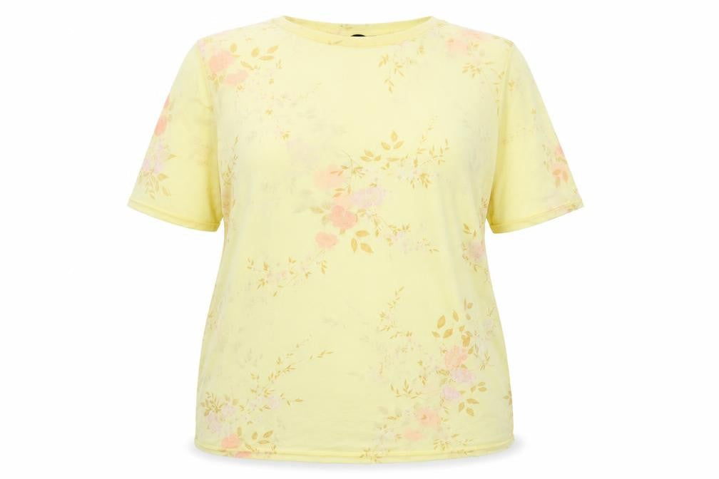 Womens UK Size 16 New Look Yellow Basic T-Shirt