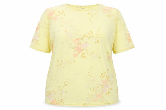 Womens UK Size 16 New Look Yellow Basic T-Shirt