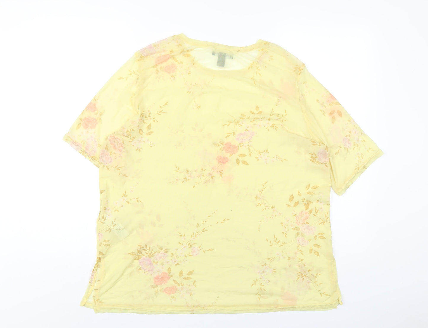 Womens UK Size 16 New Look Yellow Basic T-Shirt