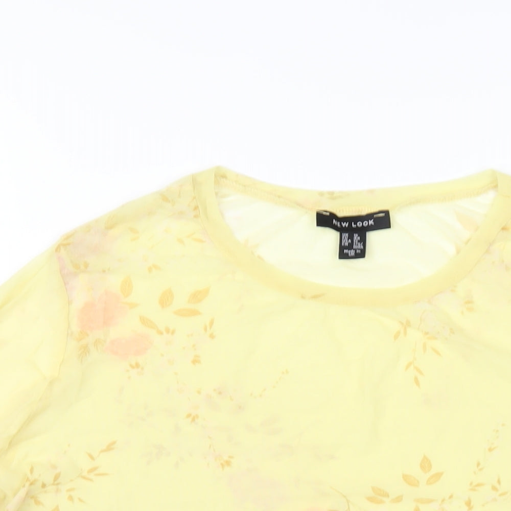 Womens UK Size 16 New Look Yellow Basic T-Shirt