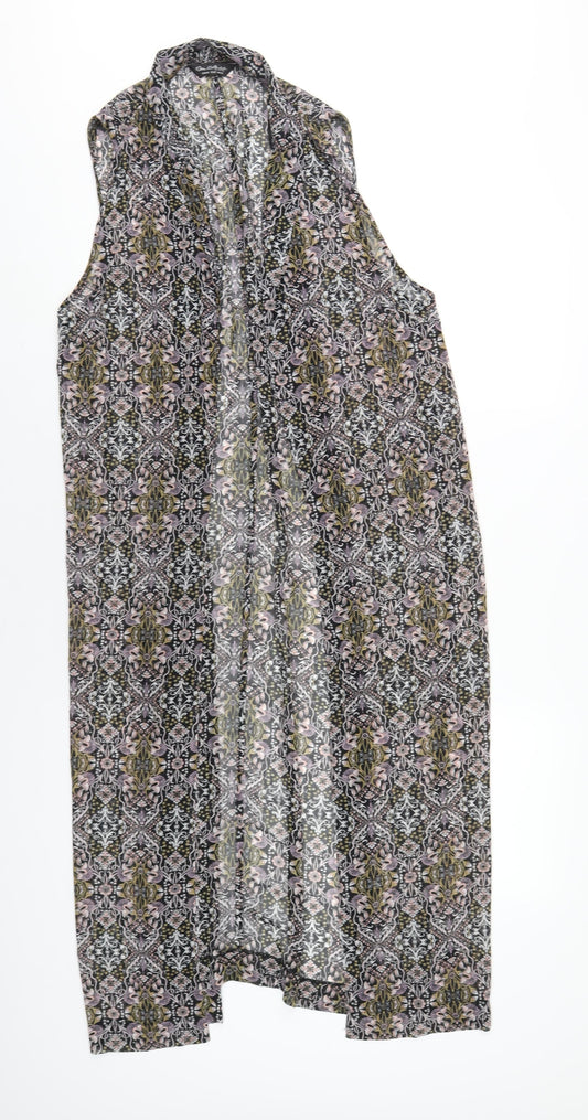 Miss Selfridge Womens Multicoloured Floral Polyester Kimono T-Shirt Size 14 V-Neck