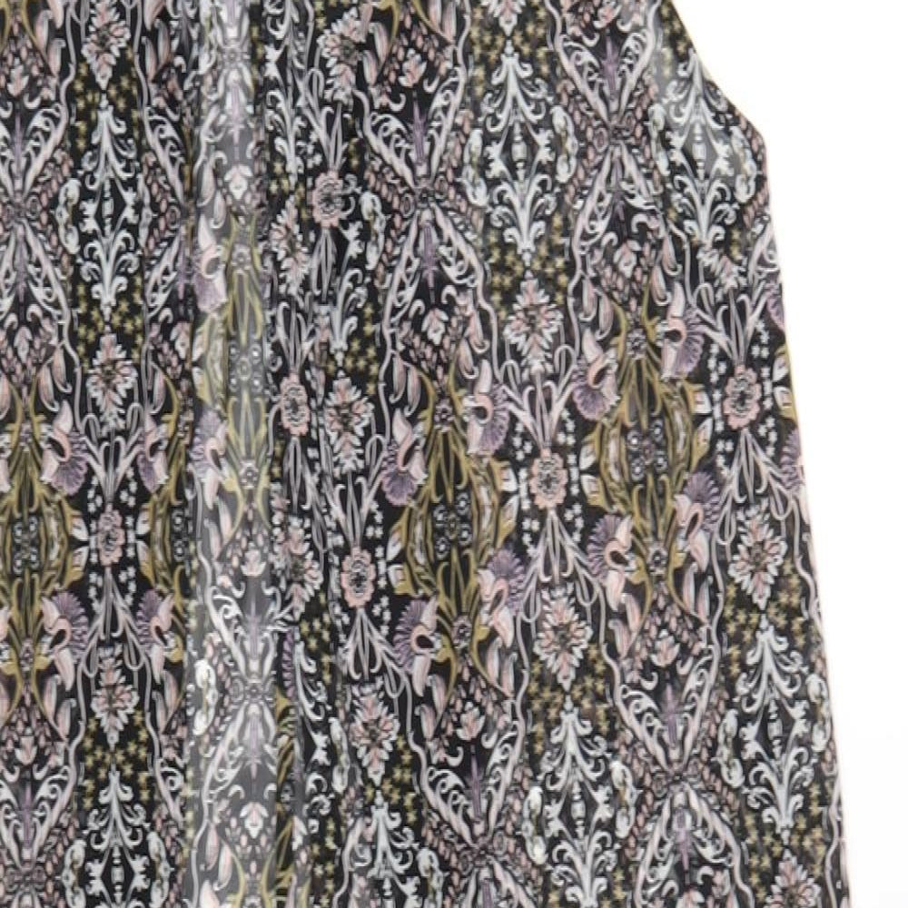 Miss Selfridge Womens Multicoloured Floral Polyester Kimono T-Shirt Size 14 V-Neck