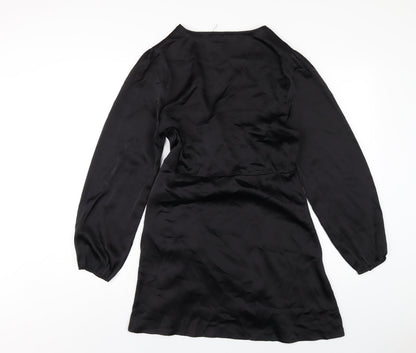 Quiz Womens Black Polyester A-Line Size 10 V-Neck Zip