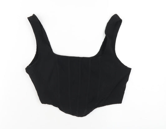 Womens UK Size 6 NAANAA Black Cropped T-Shirt