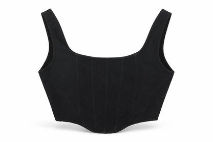 Naanaa Womens Black Polyester Cropped T-Shirt Size 6 Scoop Neck