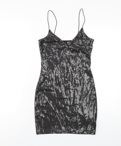 H&M Womens Silver Polyester Bodycon Size XS V-Neck Pullover