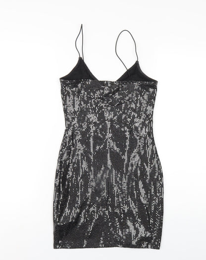 H&M Womens Silver Polyester Bodycon Size XS V-Neck Pullover