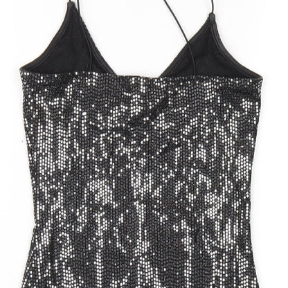 H&M Womens Silver Polyester Bodycon Size XS V-Neck Pullover