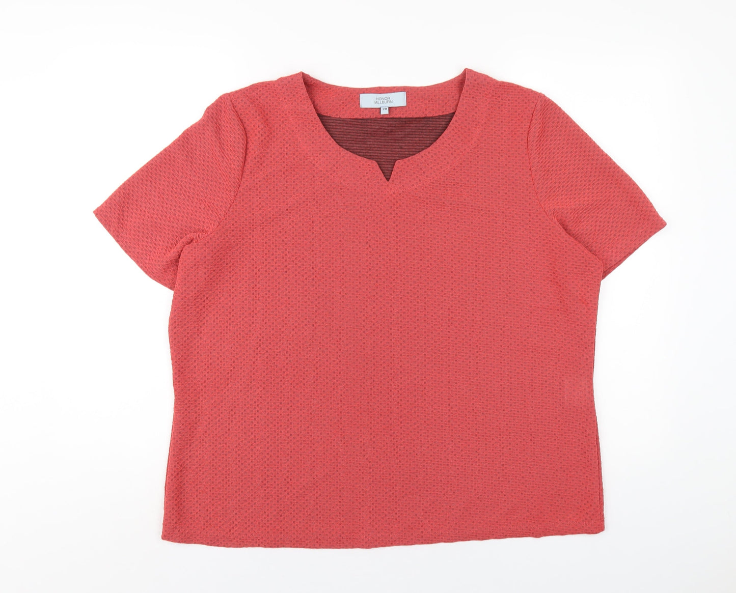 EWM Womens Pink Polyester Basic T-Shirt Size 20 V-Neck