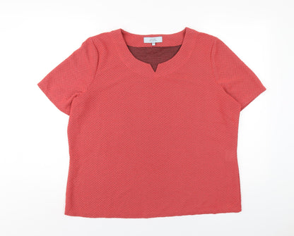 EWM Womens Pink Polyester Basic T-Shirt Size 20 V-Neck