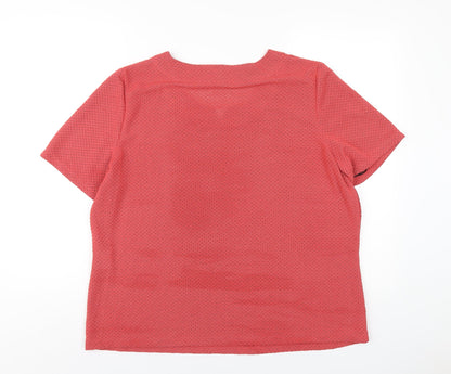 EWM Womens Pink Polyester Basic T-Shirt Size 20 V-Neck