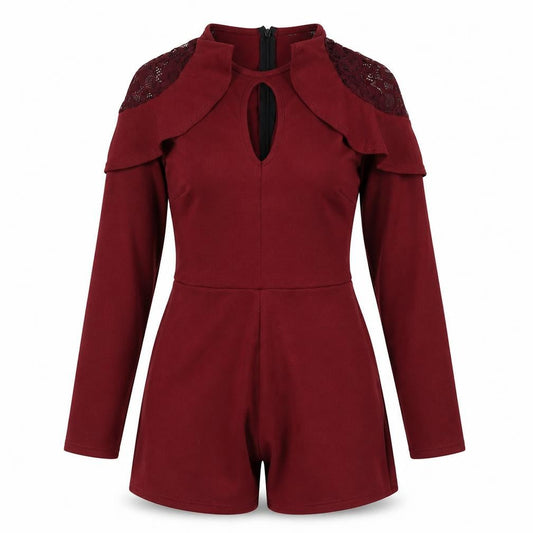 Boohoo Womens Red Polyester Playsuit One-Piece Size 10 Zip