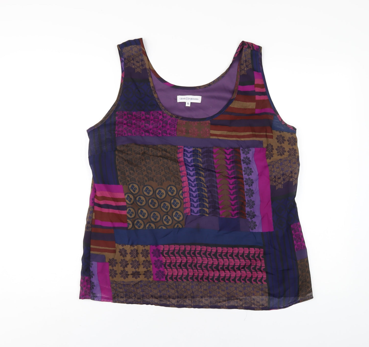 Womens UK Size 16 Gray & Osbourn Multicoloured Basic Tank