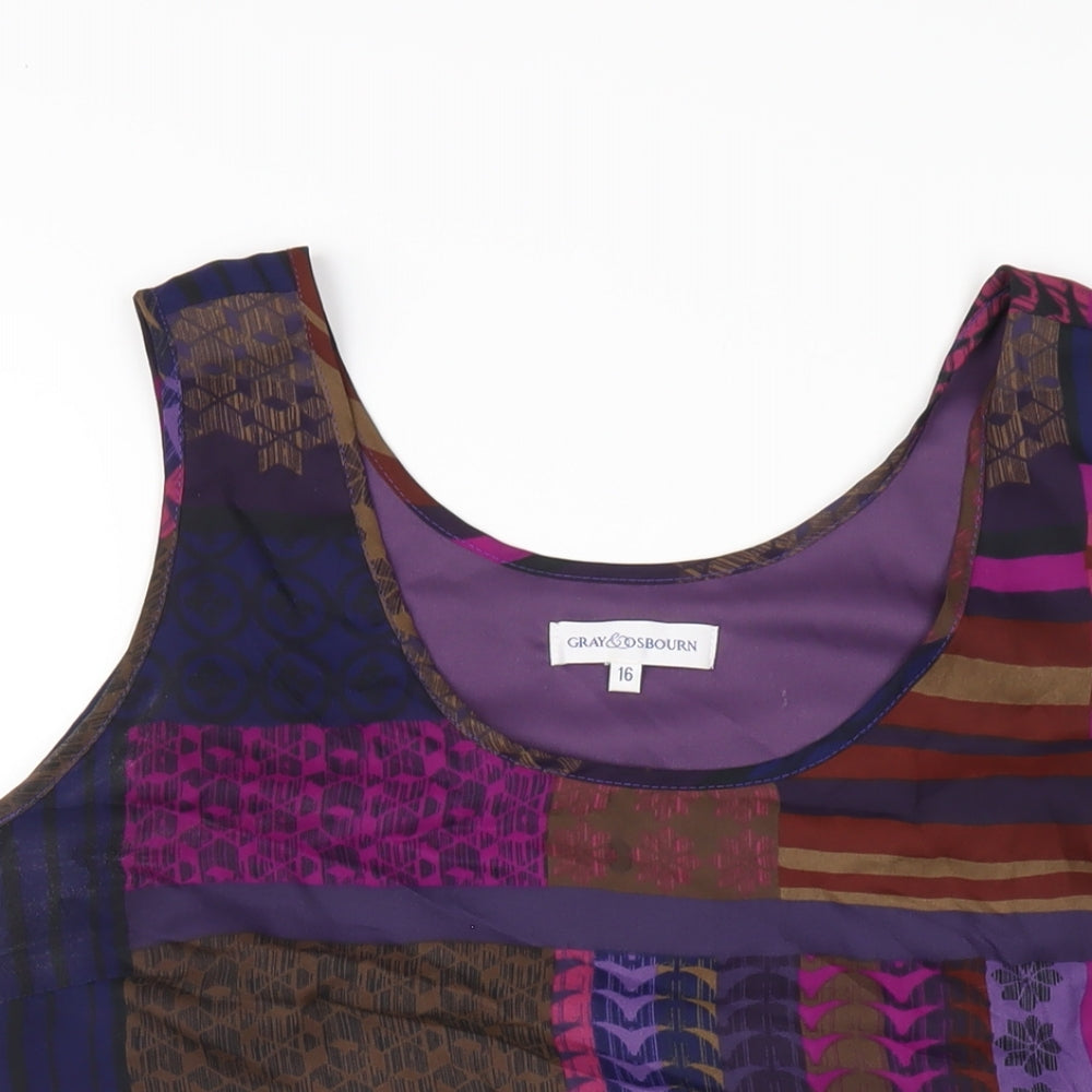 Womens UK Size 16 Gray & Osbourn Multicoloured Basic Tank