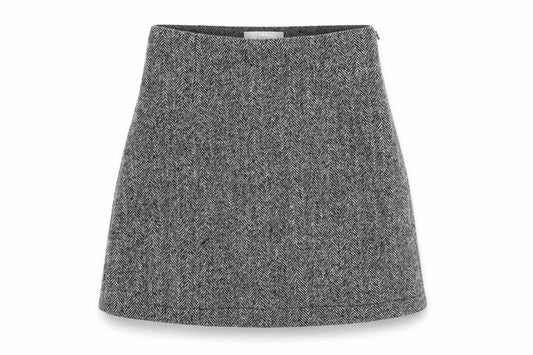 Stunning Womens Grey Herringbone Polyester A-Line Skirt Size S Zip