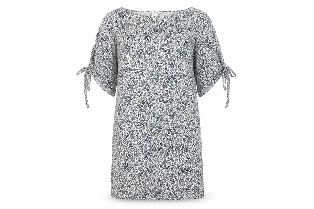 H&M Womens Blue Floral Viscose Slip Dress Size 8 Round Neck Pullover