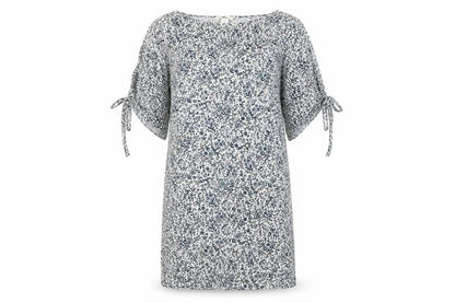H&M Womens Blue Floral Viscose Slip Dress Size 8 Round Neck Pullover