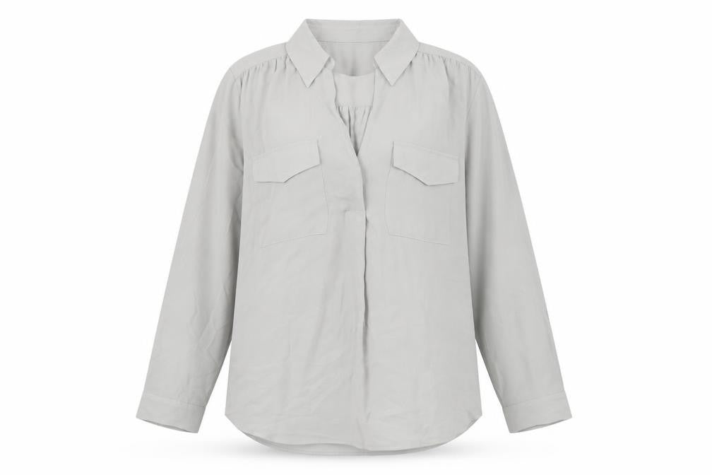 Womens UK Size M Ann Taylor Grey Basic Blouse