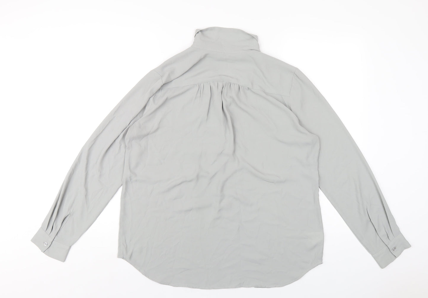 Ann Taylor Womens Grey Polyester Basic Blouse Size M Collared