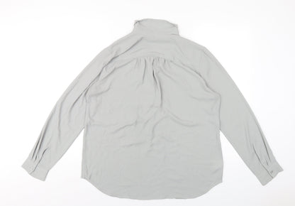 Ann Taylor Womens Grey Polyester Basic Blouse Size M Collared