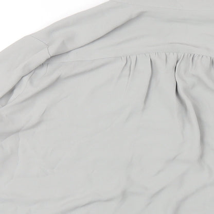 Ann Taylor Womens Grey Polyester Basic Blouse Size M Collared