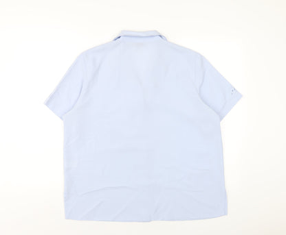 EWM Womens Blue Polyester Basic Button-Up Size 16 Collared