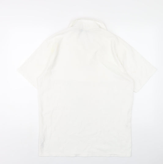 Boohoo Mens White Polyester Polo Size L Collared Pullover