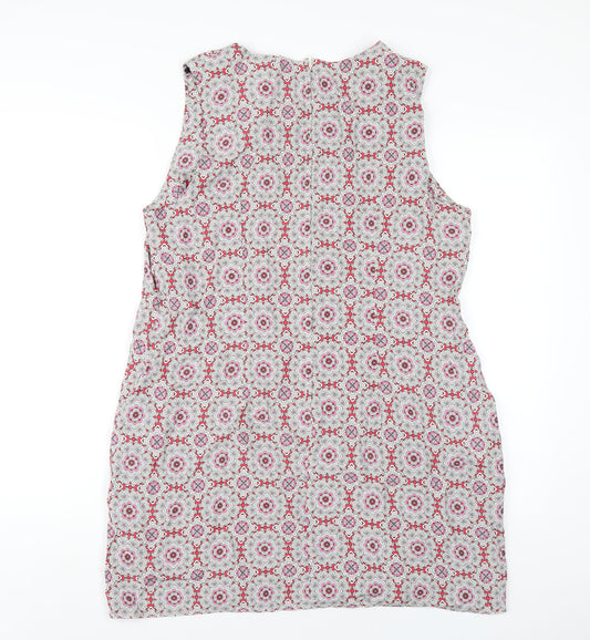 Dorothy Perkins Womens Multicoloured Geometric Viscose A-Line Size 18 Round Neck Zip