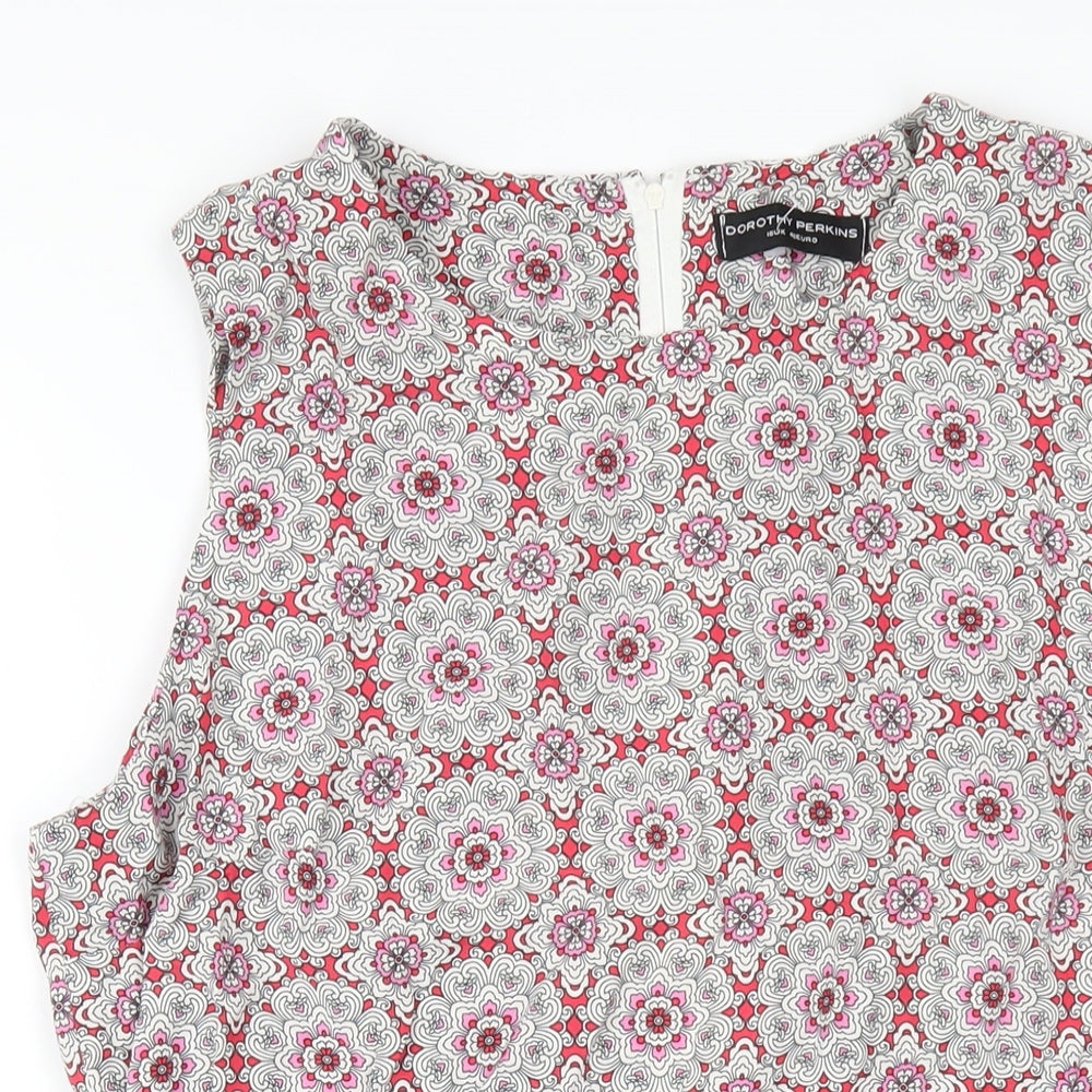 Dorothy Perkins Womens Multicoloured Geometric Viscose A-Line Size 18 Round Neck Zip